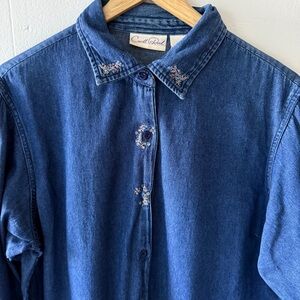 Carroll Reed Embroidered Denim Button-Up Shirt